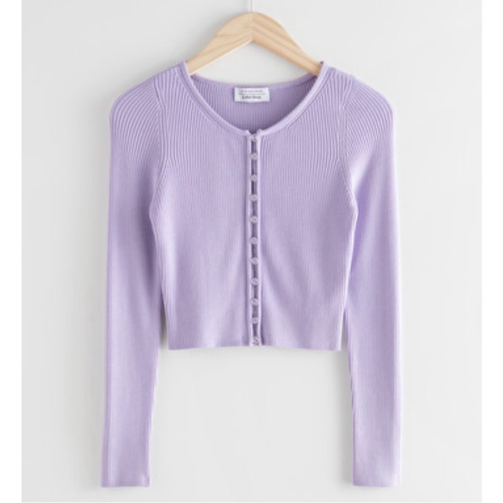 & Other Stories Ribbed Cropped Cardigan